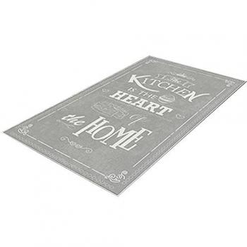 Alfombra de Poliester Estampada 100 x 200cm Modelo Corazón del Hogar Gris Oscuro - Diseño Único