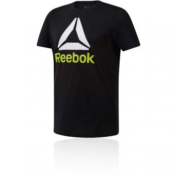 Reebok Qqr Stacked Camiseta, Hombre, Negro/Blanco/neolim, M