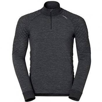 Odlo L/S Turtle Neck 1/2 Zip Natural + Camiseta Térmica, Hombre, Negro