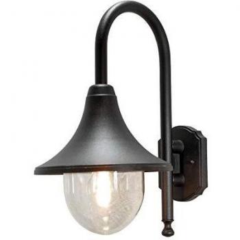 Aplique de exterior Bari, negro, moderno, aluminio y cristal transparente, E27, IP44