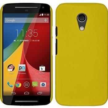 PhoneNatic Funda Rígida Compatible con Motorola Moto G 2014 2. Generation - Goma Amarillo - Cover Cubierta + Protector de Pantalla