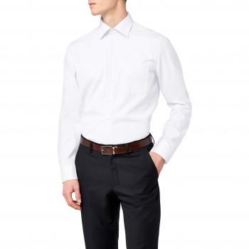 Camisa de Negocios Seidensticker Regular Fit 100% Algodón Blanca, Manga Extra Larga, Cuello Kent