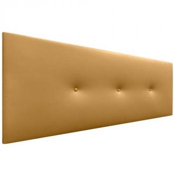 Cabecero de Polipiel Acolchado Liso con Botones Dorado 150x50cm para Camas Modernas