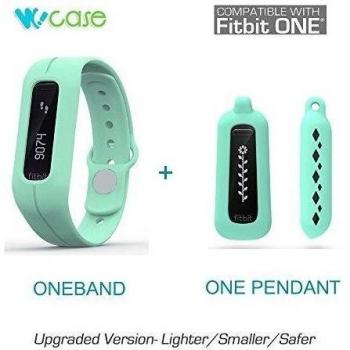 WoCase Pack of Two ( OneBand + One Pendant ) Fitbit One Accessory Wristband Bracelet Collection ( Twin Turquesa Luz ,One size, fits most wrist,2016 Lastest Version, Secured, Lost Proof) for Fitbit One Activity and Sleep Tracker