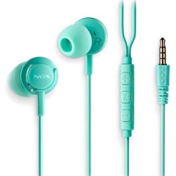 Auriculares Intraaurales NGS Cross Drift Menta con Micrófono y Control de Volumen, Cable 120 cm, Jack 3.5 mm