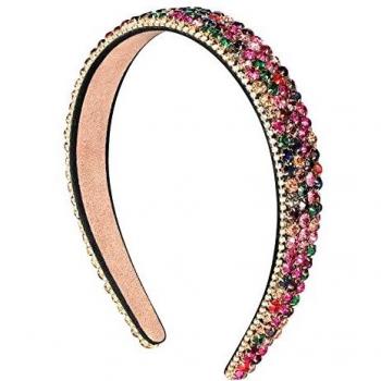 Frcolor Diadema Ancha Multicolor con Rhinestone Diadema de Fiesta