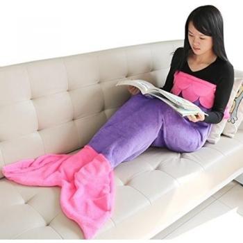 YIZYIF S-M Cosyplay Princesa De Cola De Sirena Acurrucarse Saco De Dormir De Polar Abrigo Manta Disfraces Para Niños Púrpura&Rosa Oscuro S