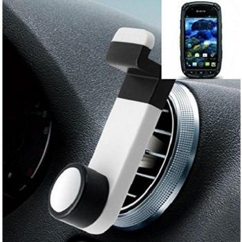 Smartphone universal Holder Holder / Car montaje / parabrisas para el Kyocera Torque. blanco. Titular de teléfono de la rejilla de ventilación se puede utilizar con los teléfonos inteligentes y las tabletas de 5.2 cm - 9,4 cm de ancho. Titular Smartpho