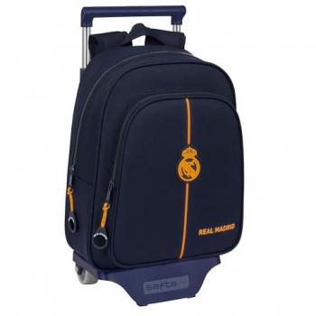 Mochila Escolar con Ruedas Real Madrid C.F. 2nd Kit 24/25 Azul marino 27 x 33 x 10 cm