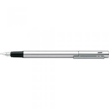 Lamy Pluma estilográfica unisex Pur mate, color plateado, punta mediana