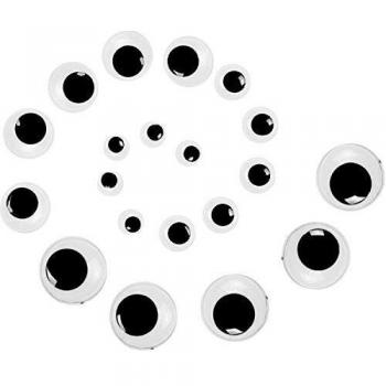 i-mondi® Ojos móviles 8, 10, 15, 20 mm negros redondos adhesivos ideales artesanía manualidades scrabooking muñecas googly juegos prendas infantiles 75 unid