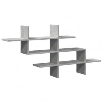 Estante Flotante de Pared de Madera Ingeniería Gris Hormigón 124,5x18x60,5 cm