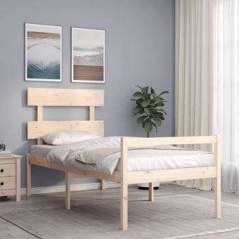 Cama para personas mayores con cabecero de madera maciza 100x200cm