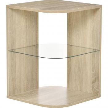 Mesita Auxiliar Haruai Homcom 3 Estantes Natural 56X40x40 cm