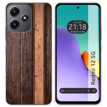 Funda de Silicona para Xiaomi Redmi 12 5G con Diseño de Madera y Dibujos Personalizados