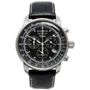 Zeppelin Men's Chronograpgh Watch 76802 with Alarm and Black Dial