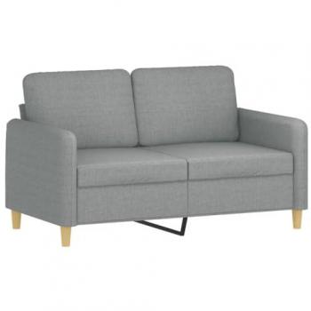 Sofá 2 plazas gris claro 120 cm tejido tapizado para salón con reposabrazos y respaldo