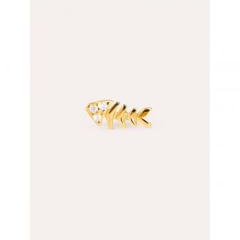 Pendiente Individual Singularu Fishbone Spark - Diseño Exclusivo en Plata de Ley 925 con Baño de Oro de 18 Kt