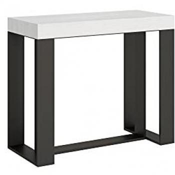 Consola Extensible 90x40/196 cm Futura Small Premium Estructura Fresno Blanco y Antracita