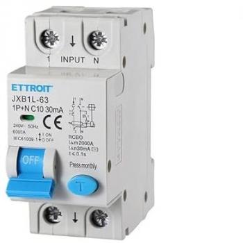 Interruptor Magnetotérmico Diferencial 1P+N 10A 30mA 6kA 220V - Ocupa 2 Módulos DIN