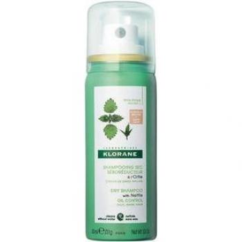 Klorane Champú Seco Ortiga y Vitamina E 50ml - Champú seco seborregulador con extracto de ortiga para cabello graso