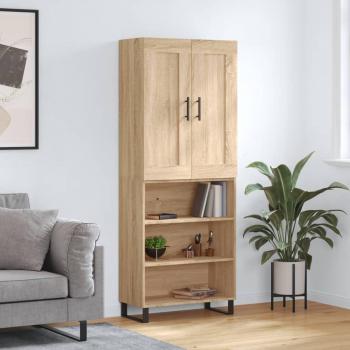Aparador alto de madera contrachapada color roble 69,5x34x180 cm