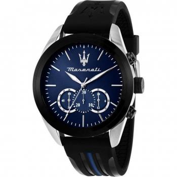 Maserati - Reloj de hombre Traguardo R8871612044 con cronógrafo, correa azul y caja de acero inoxidable