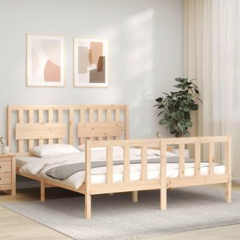 Estructura de cama con cabecero de madera maciza de pino 160x200 cm sin colchón vidaXL