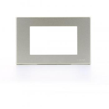 Placa 3 Módulos Oro Cepillado Sin Perforación Aluminio Serie 8000 Vimar