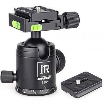 Rótula para Trípode, INNOREL B36N Cabeza panorámica de Metal CNC, Bola de 36 mm de diámetro, Tornillo de 1/4, Orificio de 3/8 para trípode y videocámara cámara DSLR, Carga máxima de 33 lb/15 kg