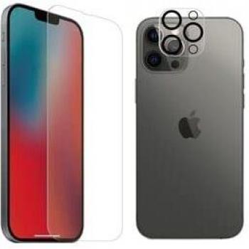 Pack Protector Antibacteriano de Cristal Templado para Pantalla y Cámara del Apple iPhone 13 Pro Transparente