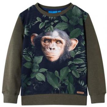 Sudadera infantil caqui 128, manga larga, escote redondo, jersey, ropa de niños