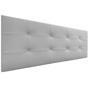 Cabecero Acolchado Capitone Tapizado en Polipiel Gris Claro 150x60cm con 8cm de Grosor para Camas Matrimonio e Individual