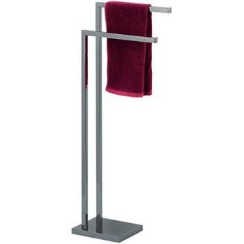 Soporte de toallas de pie cromado 2 brazos acabado espejo 35x18x91 cm