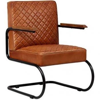 vidaXL Sillón de Cuero Auténtico 63x75x88cm Marrón Claro Mobiliario Hogar Casa