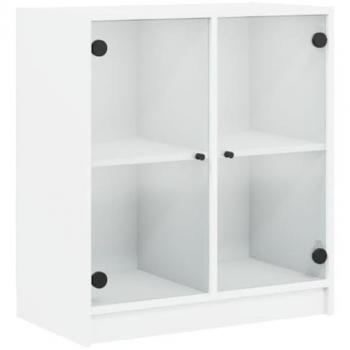 Armario auxiliar con puertas de vidrio blanco 68x37x75,5 cm