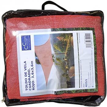 Toldo Vela Cuadrado 360x360 cm para Jardín, Compuesto de Rafia de Poliamida, Sombreado del 95%, Protección Rayos UV, Resistente para Patio y Exteriores (Color Rojo)