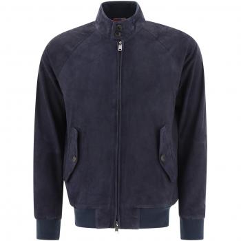 Baracuta Men's Blue Suede G9 Harrington Bomber Jacket - Size 40