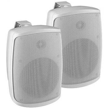 Caja compacta de 2 vías MONACOR WALL-04T/WS, 100 V, 8 ohmios, IP65, 60 W, par blanco