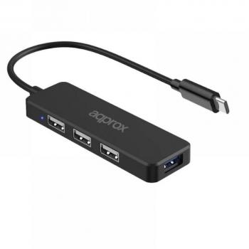 Approx APPC07GHUB USB-C con 3 Puertos USB 2.0 y 1 Puerto USB 3.0 - Velocidad de Transferencia hasta 5 Gbps