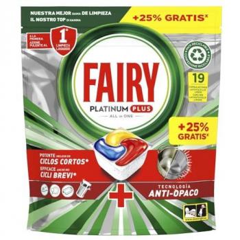 FAIRY PLATINUM PLUS Cápsulas de Lavavajillas Todo en Uno Limón, 19 Cápsulas