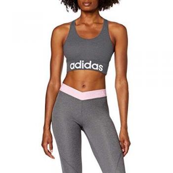 adidas D2m Logo Bra Sujetador de Deporte, Mujer, Black Melange/White, L