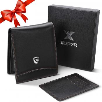 Cartera Hombre LANCOO, Billetera Hombre, Carteras Hombre con Monedero, Carteras de Piel Hombre, Cartera Monedero - Logo X 23 x 9.5 x 2 cm