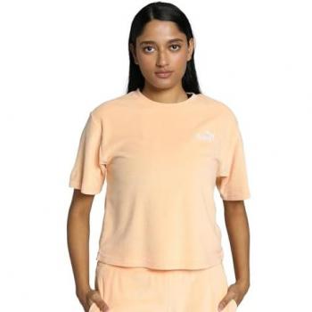 Camiseta PUMA ESS Elevated Relaxed Crop, manga corta, color Peach Fizz, talla M, unisex adulto