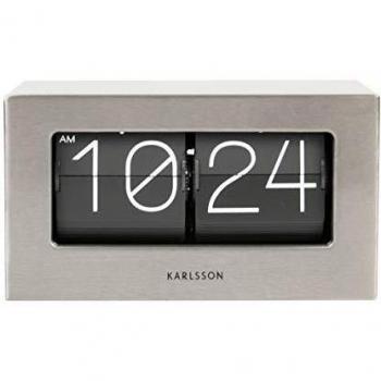 Reloj de mesa y pared Karlsson Boxed Flip - Acero cepillado - 20,5x7x11,5cm