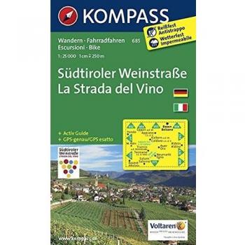 Mapa Excursionista y Topográfico de la Strada del Vino 1:25.000 con Guía de Actividades y Rutas en Bicicleta - GPS Preciso