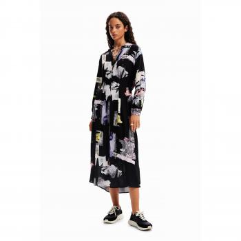 Vestido Desigual midi estampado negro