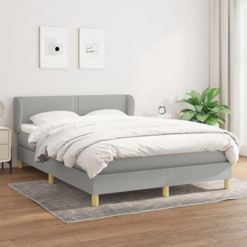 Cama box spring con colchón de muelles gris claro 140x200 cm