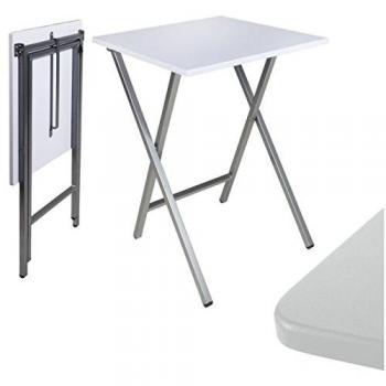 Mesa Plegable Auxiliar Blanca de Madera 48x48x65 cm - Práctica y Fácil de Transportar