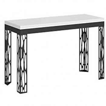 Mesa Plegable Extensible Ghibli Doble 120/200x45/90 cm Fresno Blanco Estructura Antracita